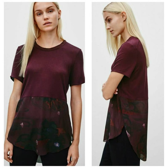 Aritzia Wilfred Capucine Silk Twofer Tee - S - Picture 5 of 9